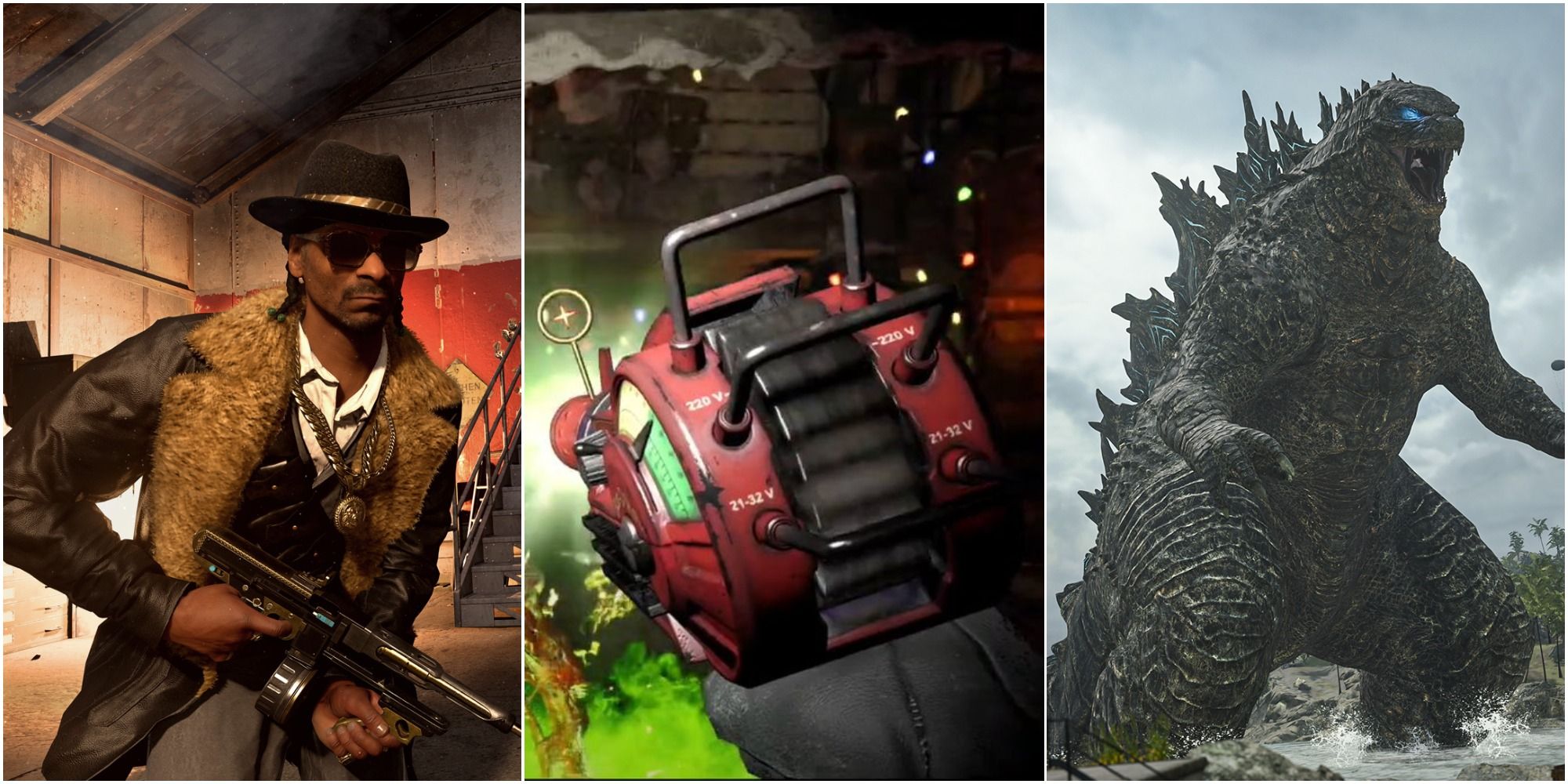 snoop dogg, ray gun, godzilla